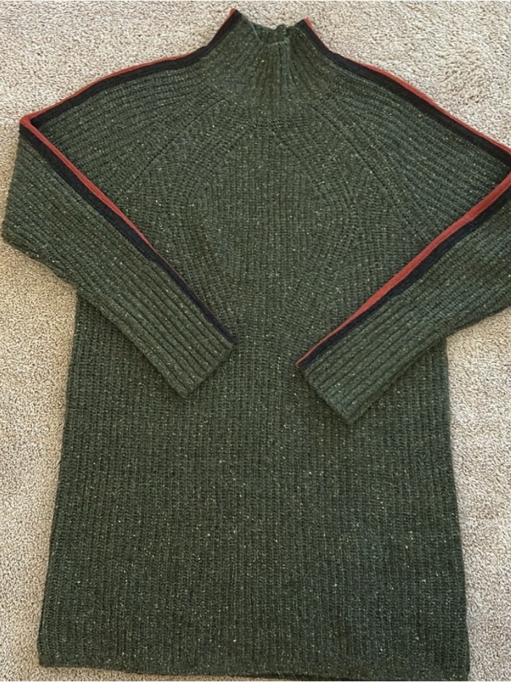 Krimson Klover Green Turtleneck Wool Sweater Dress with Rust Stripe. Women’s XL - Picture 6 of 9